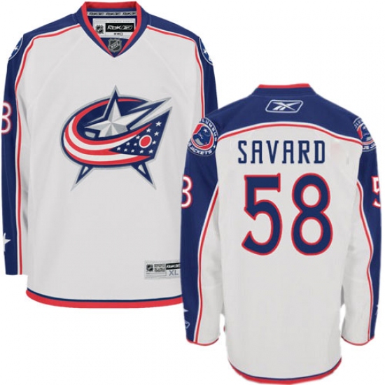 Youth Reebok Columbus Blue Jackets 58 David Savard Authentic White Away NHL Jersey