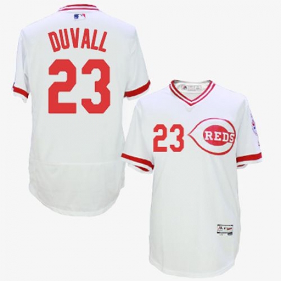 Men's Majestic Cincinnati Reds 23 Adam Duvall White Flexbase Authentic Collection Cooperstown MLB Jersey