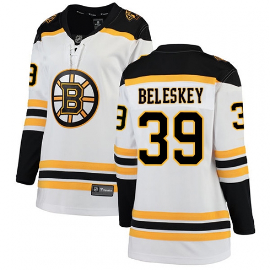 Women's Boston Bruins 39 Matt Beleskey Authentic White Away Fanatics Branded Breakaway NHL Jersey