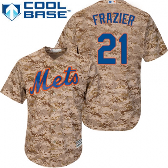 Men's Majestic New York Mets 21 Todd Frazier Authentic Camo Alternate Cool Base MLB Jersey