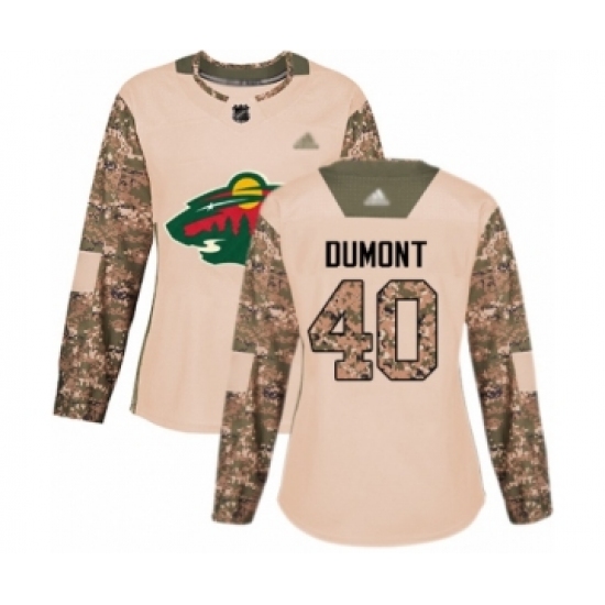 Women's Minnesota Wild 40 Gabriel Dumont Authentic Camo Veterans Day Practice Hockey Jersey