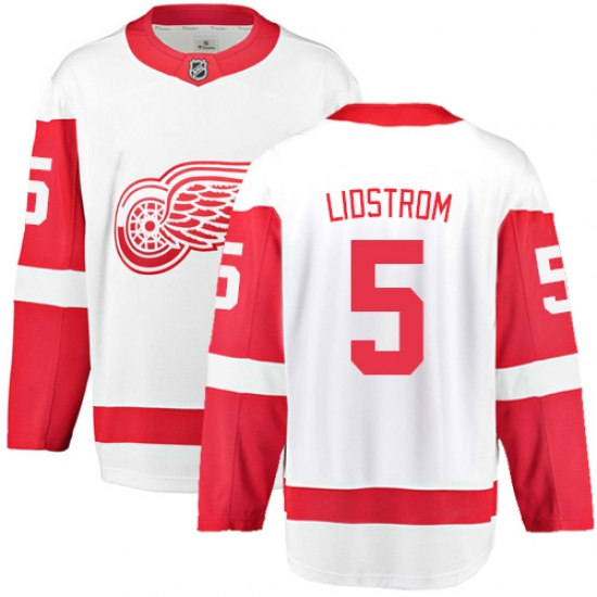 Men's Detroit Red Wings 5 Nicklas Lidstrom Fanatics Branded White Away Breakaway NHL Jersey