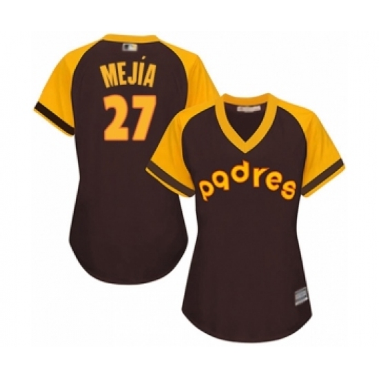 Women's San Diego Padres 27 Francisco Mejia Authentic Brown Alternate Cooperstown Cool Base Baseball Player Jersey