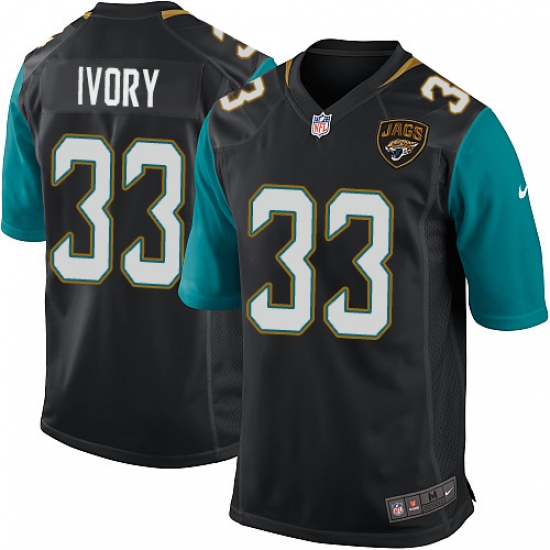 Men's Nike Jacksonville Jaguars 33 Chris Ivory Game Black Alternate NFL Jersey