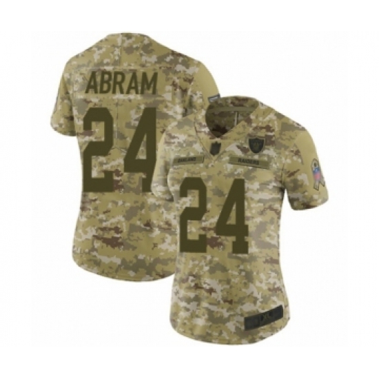 Women's Oakland Raiders 24 Johnathan Abram Limited Camo 2018 Salute to Service Football Jersey