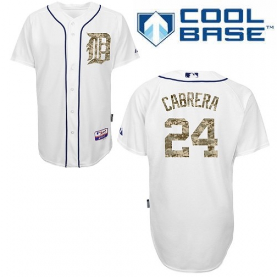 Men's Majestic Detroit Tigers 24 Miguel Cabrera Authentic White USMC Cool Base MLB Jersey