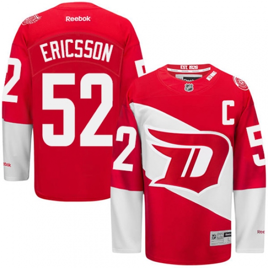 Men's Reebok Detroit Red Wings 52 Jonathan Ericsson Authentic Red 2016 Stadium Series NHL Jersey