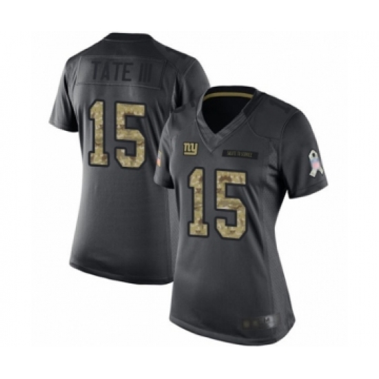 Women's New York Giants 15 Golden Tate III Limited Black 2016 Salute to Service Football Jersey