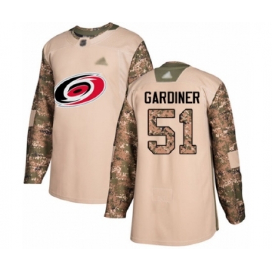 Men's Carolina Hurricanes 51 Jake Gardiner Authentic Camo Veterans Day Practice Hockey Jersey