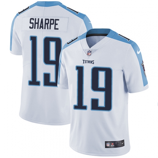 Youth Nike Tennessee Titans 19 Tajae Sharpe Elite White NFL Jersey