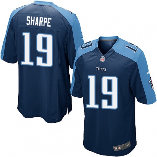 Men's Nike Tennessee Titans 19 Tajae Sharpe Game Navy Blue Alternate NFL Jersey