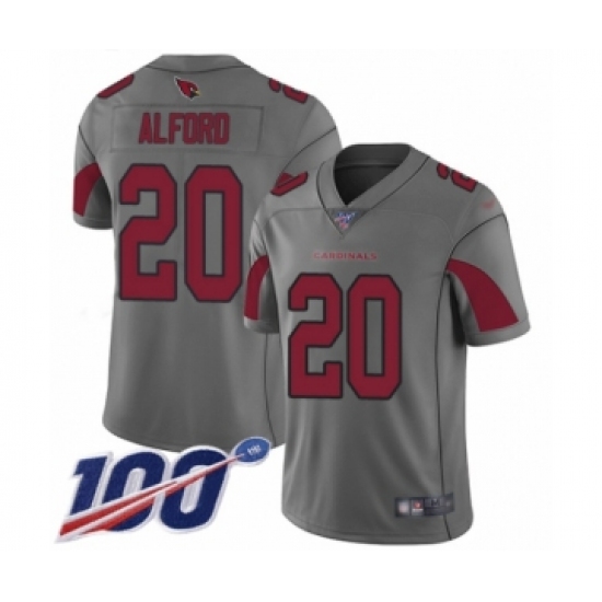 Youth Arizona Cardinals 20 Robert Alford Limited Silver Inverted Legend 100th Season Football Jersey