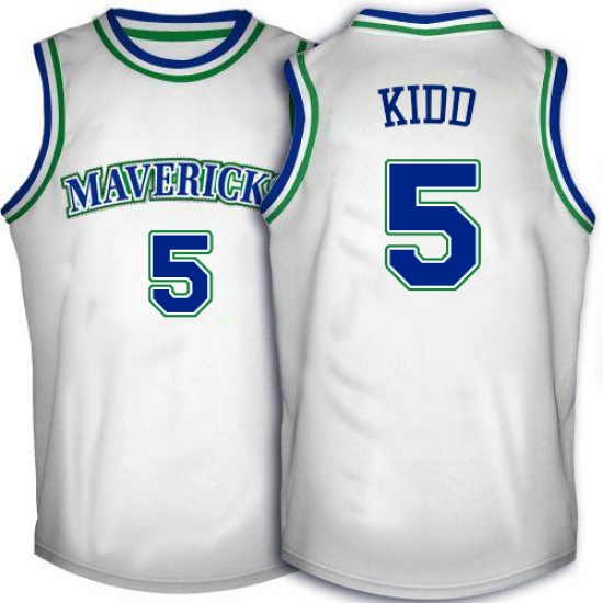 Men's Adidas Dallas Mavericks 5 Jason Kidd Authentic White Throwback NBA Jersey