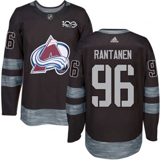 Men's Adidas Colorado Avalanche 96 Mikko Rantanen Authentic Black 1917-2017 100th Anniversary NHL Jersey