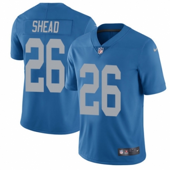 Youth Nike Detroit Lions 26 DeShawn Shead Blue Alternate Vapor Untouchable Limited Player NFL Jersey