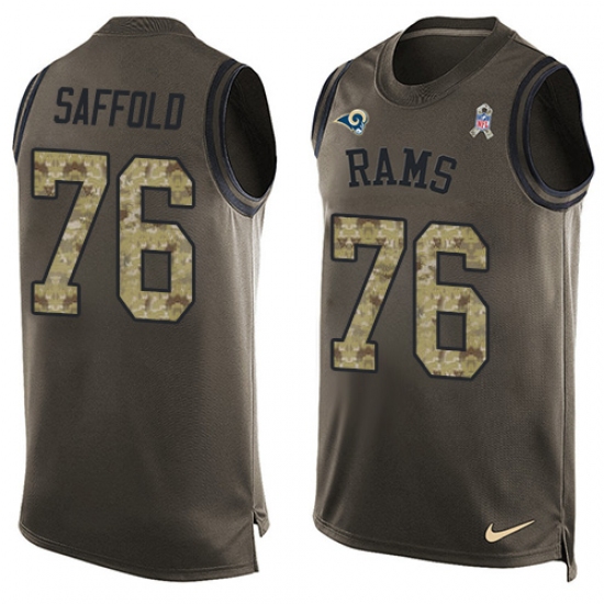 Men's Nike Los Angeles Rams 76 Rodger Saffold Limited Green Salute to Service Tank Top NFL Jersey