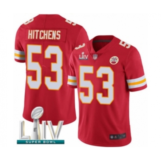 Youth Kansas City Chiefs 53 Anthony Hitchens Red Team Color Vapor Untouchable Limited Player Super Bowl LIV Bound Football Jersey