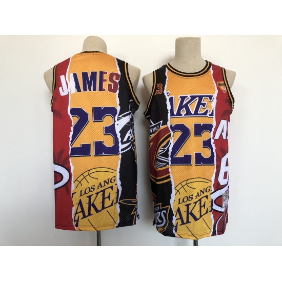 Men's Los Angeles Lakers 23 Michael Jordan Split Jersey