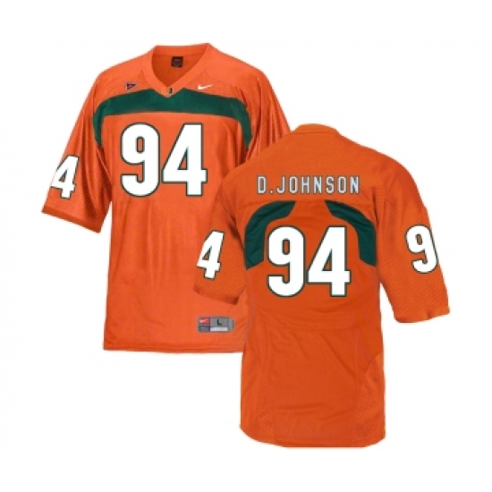 Miami Hurricanes 94 Dwayne Johnson Orange College Football Jersey