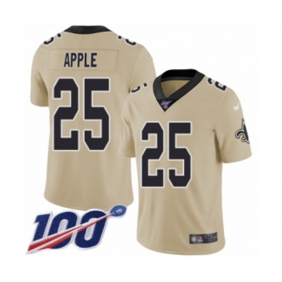 Men's New Orleans Saints 25 Eli Apple Limited Gold Inverted Legend 100th Season Football Jersey