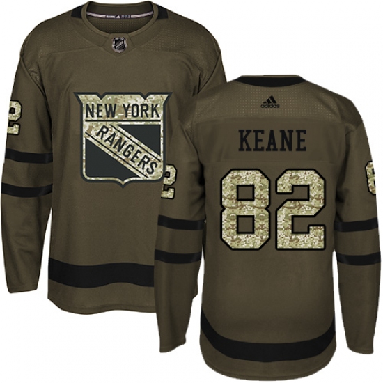 Youth Adidas New York Rangers 82 Joey Keane Premier Green Salute to Service NHL Jersey