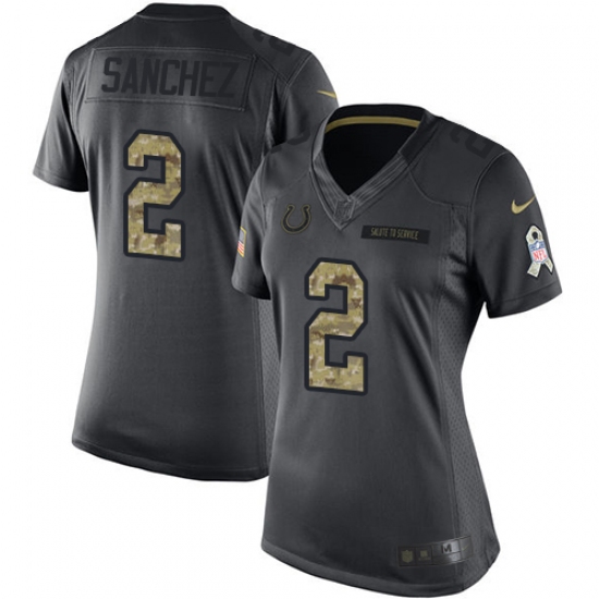 Women's Nike Indianapolis Colts 2 Rigoberto Sanchez Limited Black 2016 Salute to Service NFL Jersey