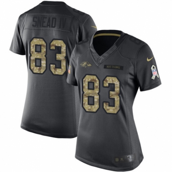 Women's Nike Baltimore Ravens 83 Willie Snead IV Limited Black 2016 Salute to Service NFL Jersey