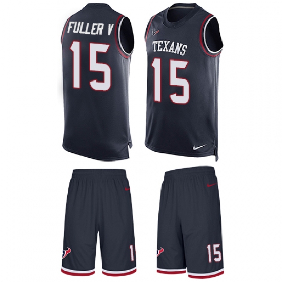 Men's Nike Houston Texans 15 Will Fuller V Limited Navy Blue Tank Top Suit NFL Jersey