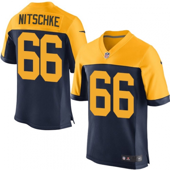 Men's Nike Green Bay Packers 66 Ray Nitschke Elite Navy Blue Alternate NFL Jersey