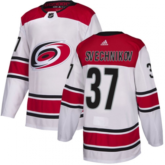 Men's Adidas Carolina Hurricanes 37 Andrei Svechnikov Authentic White Away NHL Jersey