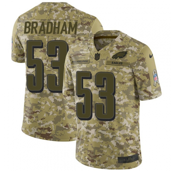 Men's Nike Philadelphia Eagles 53 Nigel Bradham Limited Camo 2018 Salute to Service NFL Jersey