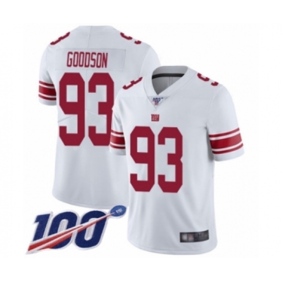 Men's New York Giants 93 B.J. Goodson White Vapor Untouchable Limited Player 100th Season Football Jersey