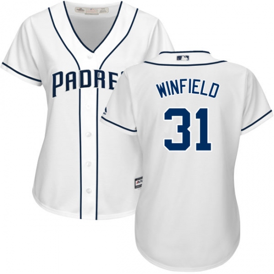 Women's Majestic San Diego Padres 31 Dave Winfield Replica White Home Cool Base MLB Jersey