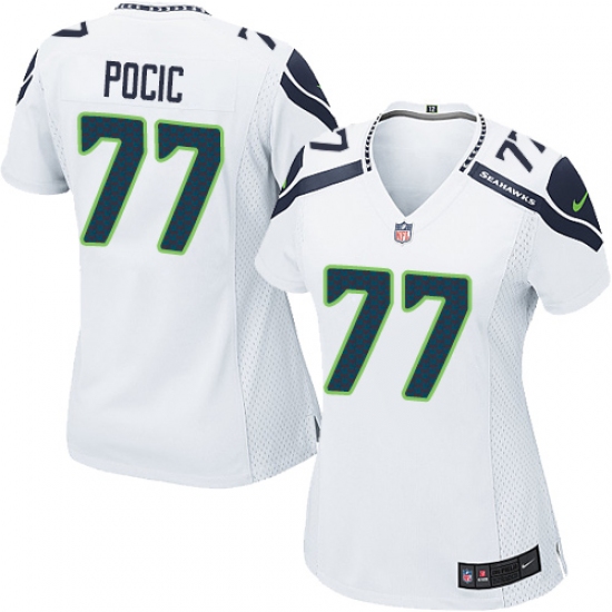 Women's Nike Seattle Seahawks 77 Ethan Pocic Game White NFL Jersey