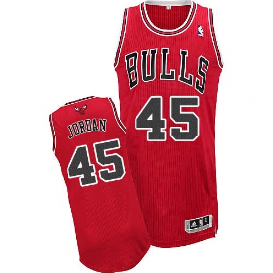 Men's Adidas Chicago Bulls 45 Michael Jordan Authentic Red Road NBA Jersey