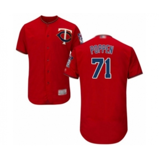 Men's Minnesota Twins 71 Sean Poppen Authentic Scarlet Alternate Flex Base Authentic Collection Baseball Player Jersey