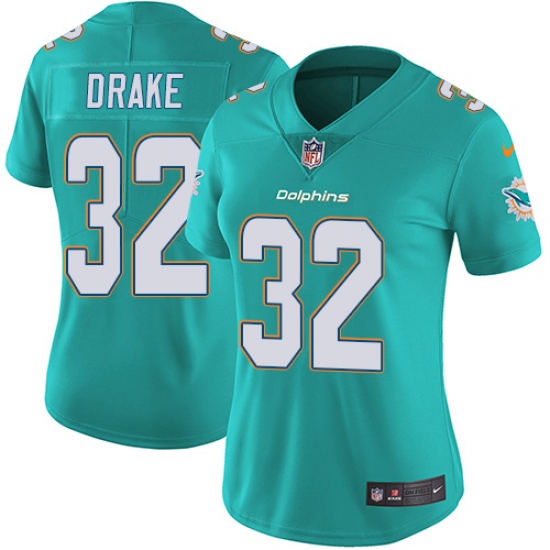 Women's Nike Miami Dolphins 32 Kenyan Drake Elite Aqua Green Team Color NFL Jersey