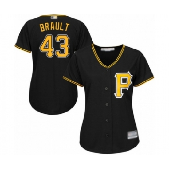 Women's Pittsburgh Pirates 43 Steven Brault Authentic Black Alternate Cool Base Baseball Player Jersey