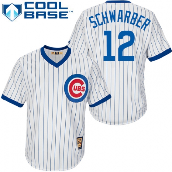 Men's Majestic Chicago Cubs 12 Kyle Schwarber Replica White Home Cooperstown MLB Jersey