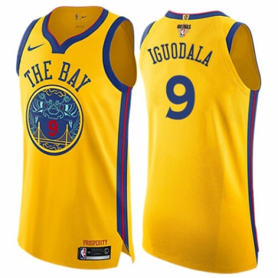 Women's Nike Golden State Warriors 9 Andre Iguodala Swingman Gold 2018 NBA Finals Bound NBA Jersey - City Edition