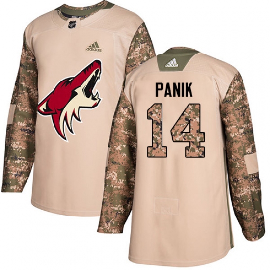 Men's Adidas Arizona Coyotes 14 Richard Panik Authentic Camo Veterans Day Practice NHL Jersey