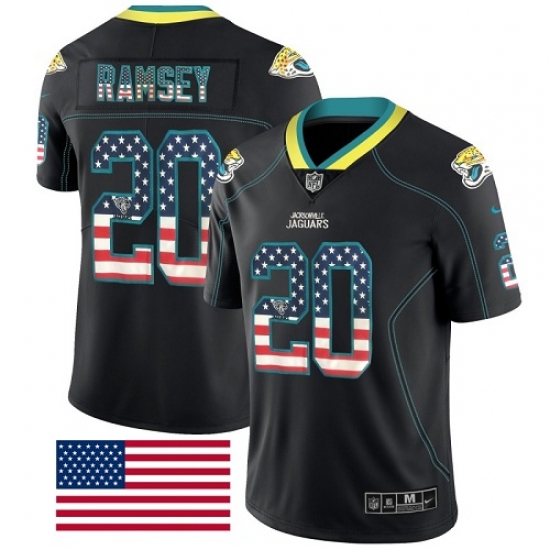 Men's Nike Jacksonville Jaguars 20 Jalen Ramsey Limited Black Rush USA Flag NFL Jersey