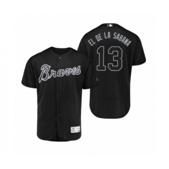 Men's Atlanta Braves 13 Ronald Acuna Jr. El De La Sabana Black 2019 Players Weekend Authentic Jersey