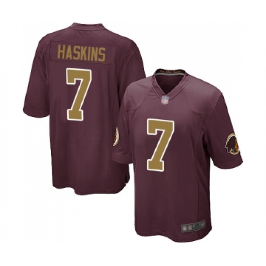 Men's Washington Redskins 7 Dwayne Haskins Game Burgundy Red Gold Number Alternate 80TH Anniversary Football Jersey