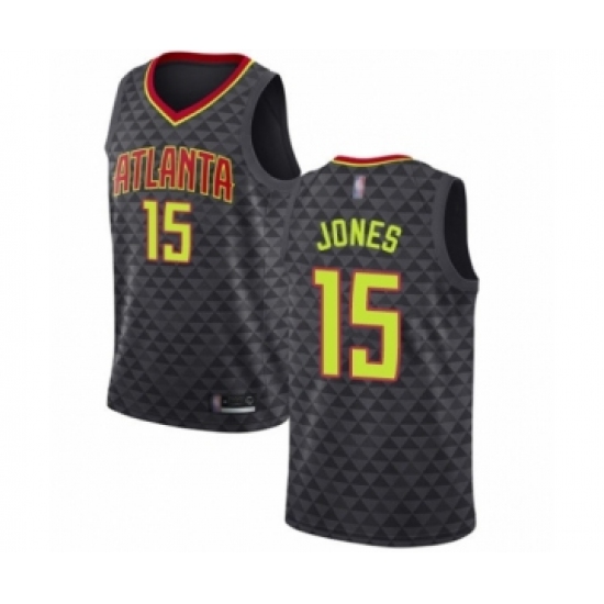 Men's Atlanta Hawks 15 Damian Jones Authentic Black Basketball Jersey - Icon Edition