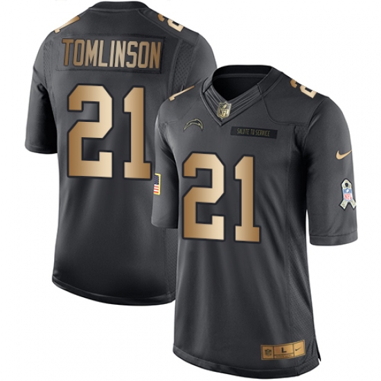 Youth Nike Los Angeles Chargers 21 LaDainian Tomlinson Limited Black/Gold Salute to Service NFL Jersey