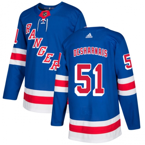 Youth Adidas New York Rangers 51 David Desharnais Premier Royal Blue Home NHL Jersey