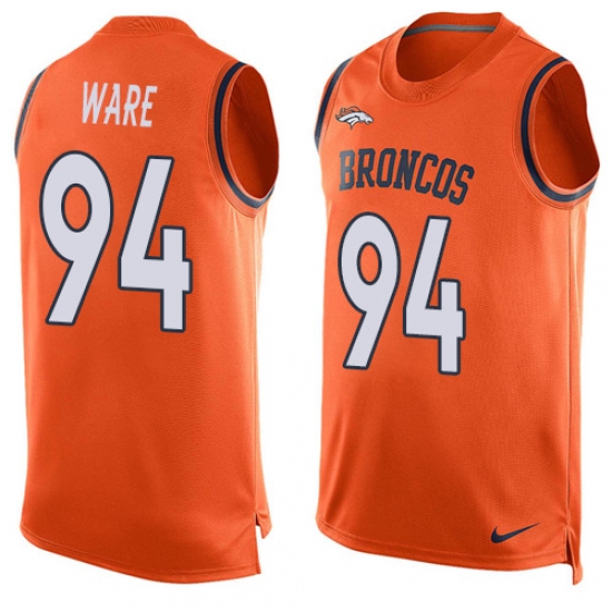 Men's Nike Denver Broncos 94 DeMarcus Ware Limited Orange Player Name & Number Tank Top NFL Jersey