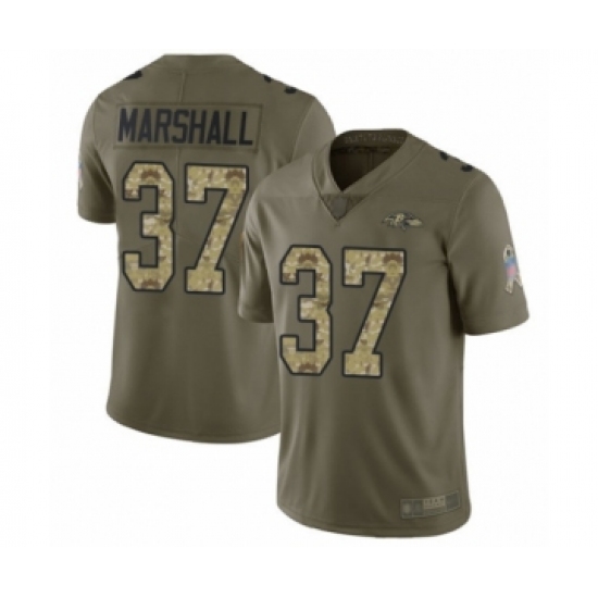 Men's Baltimore Ravens 37 Iman Marshall Limited Olive Camo Salute to Service Football Jersey