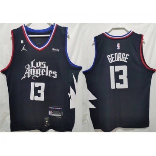 Men's Los Angeles Clippers 13 Paul George Black Stitched Jersey